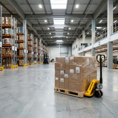 How can I safely handle and move heavy pallets in a warehouse?